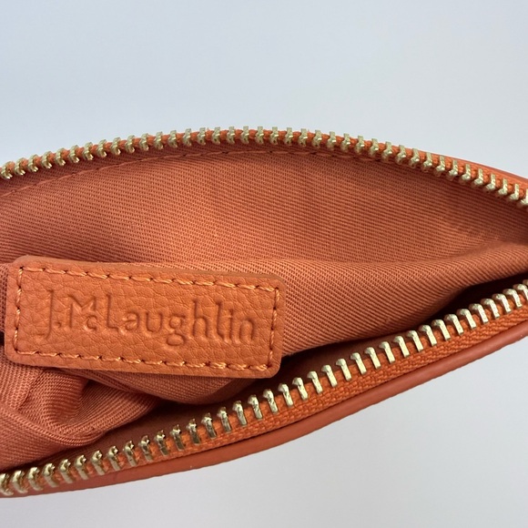 J. McLaughlin Navy and White Striped Cosmetic Bag with Tan Trim - Picture 9 of 10